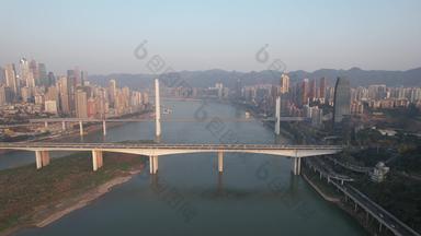 重庆长江大桥交通航拍
